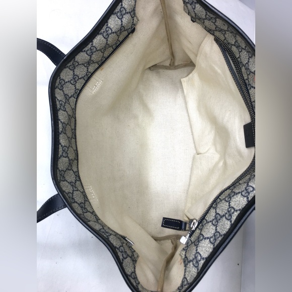 Gucci authentic grey navy coated canvas large tote bag - Picture 13 of 16